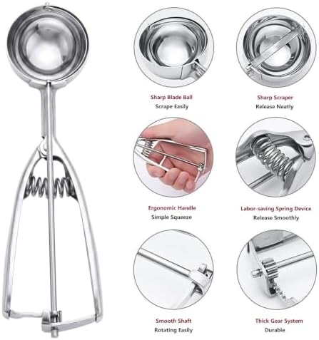 Ice Cream Scoop, 3Pcs Cookie Scoop Set, Stainless Steel Ice Cream Scooper with Trigger Release, Large/Medium/Small Cookie Scooper for Baking, Cookie Scoops for Baking Set of 3 with Cookie Dough Scoop - Image 6