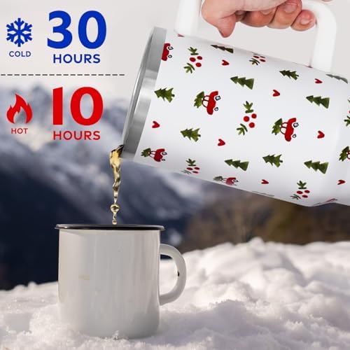 Christmas Tumbler with Handle and Straw Lid 40 oz,Cute Merry Xmas Tree Red Car Gifts for Women Vacuum Insulated Leak Proof Tumbler,Winter Holiday Accessories Stainless Steel Coffee Cup Mug - Image 5