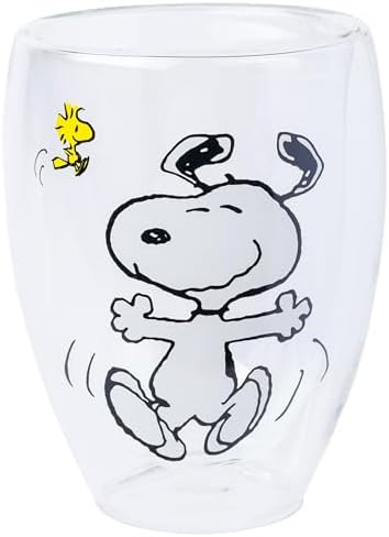Silver Buffalo Peanuts Snoopy, 2 Pack Double Walled Glass Set, 12.5oz - Image 3