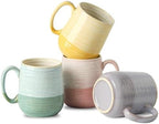HASENSE Porcelain Coffee Mugs Set of 4, 12 Oz Two-Tone Reactive Glaze Coffee Cups with Handle, Unique Colorful Mug Set for Coffee, Tea, Coco, Latte, Dishwasher and Microwave Safe by Hasense