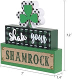 St Patricks Day Decorations, MEETYAMOR 3-Layered Shamrock Wood Block St Patricks Day Decor, Shamrock Ornaments Shake Your SHAMROCK Sign Saint Patricks Day Decorations for the Home, Table, Mantel - Image 2