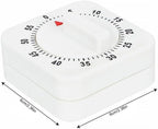 White Timer Clock Square 60-Minute Mechanical Kitchen Timer Wind up Visual - Image 2