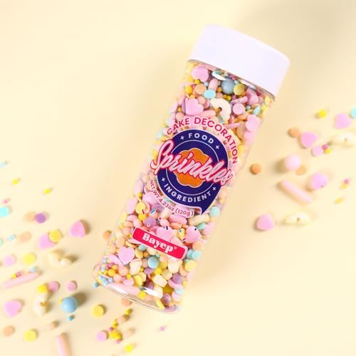 Edible Sprinkles for Cake Decorating 4.23 ounce Pink Heart Sprinkles Topper Cookie Rainbow Cake Sprinkles for Cupcakes Candy Ice Cream Chocolate Nonpareils Sugar Pearl for Wedding Valentine Christmas Party - Image 3