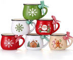 Potchen 6 Pcs 5 oz Christmas Coffee Mugs with Ribbons,Charming by Potchen