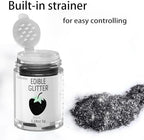 Black Edible Glimmer Powder Glitter - Colaele 5 grams Food-Grade Luster Dust Metallic Fancy Food Decorating Sprinkle Glimmery Brew Dust for Cake Decorations Drinks Wine Beverage Candy Dessert, Vegan - Image 2