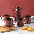 HASENSE Coffee Mugs 8 oz, Ceramic Small Espresso Cups Set of 6, Red - Image 5