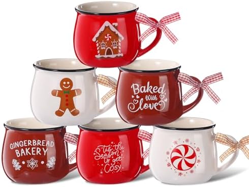 Sawysine 6 Set Christmas Coffee Mugs, Holiday Gift, Chic Style by Sawysine
