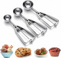 Ice Cream Scoop, 3Pcs Cookie Scoop Set, Stainless Steel Ice Cream Scooper with Trigger Release, Large/Medium/Small Cookie Scooper for Baking, Cookie Scoops for Baking Set of 3 with Cookie Dough Scoop by FUZZELUT