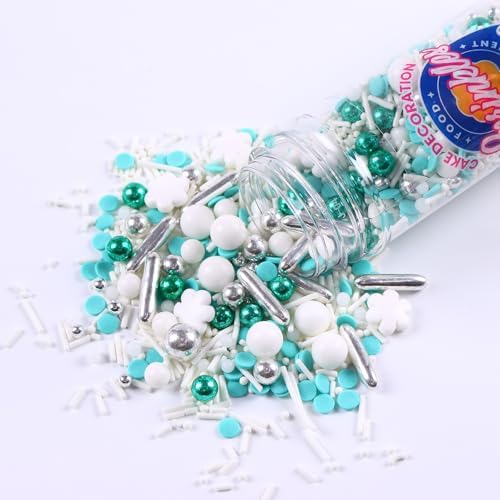 Snowflake Sprinkles for Cake Decorating 4.23 ounce Frozen in Sugar Pearls Sprinkles for Cupcakes Topper Cookie Metallic Sprinkles Mix Jimmies Confetti Cake Decorations for Kid's Birthday Christmas Party - Image 7