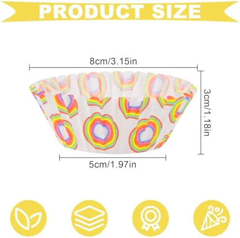 600 Pack Rainbow Cupcake Liners Cupcake Baking Cups Standard Size Rainbow Muffin Liners for Wedding Birthday Pride Party Candy Cake Decorations Supplies(12 Styles) - Image 2