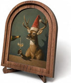 Christmas Deer Arched Table Sign, Rustic Farmhouse Holiday Decor by HPCHENG