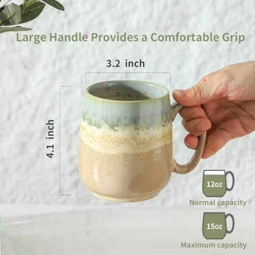 HASENSE Ceramic Coffee Mugs Set of 4, 16 oz Large Reactive Glaze Mugs - Image 3