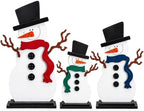 Suzile 3 Pcs Christmas Snowman Decorations, Wooden Tabletop Winter Decor by Suzile