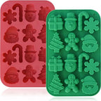 HKNMTT Christmas Silicone Chocolate Molds, 2 PCS Candy Baking Moulds, 3D Snowflake Cane Snowman Xmas Tree Gingerbread Man Santa Claus Gift Box Shape Mold for DIY Handmade Soap Candles Jello by HKNMTT