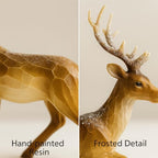 Resin Christmas Deer Figurines Set of 2 – Snow-Dusted Standing & Lying Pair Hand-Painted Gift-Ready Mantel Tabletop Holiday Reindeer Decor (Brown Reindeer) - Image 6