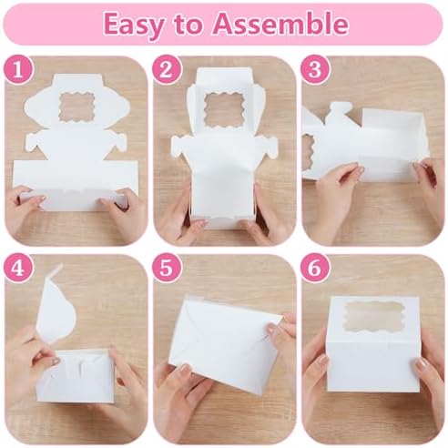 26pcs White Cookie Boxes with Window, 4x4x2.5 Inch, 36pcs Stickers - Image 4