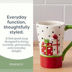 DEMDACO Wrapped Presents Stoneware Mug, Red and Green, 16 oz - Image 2