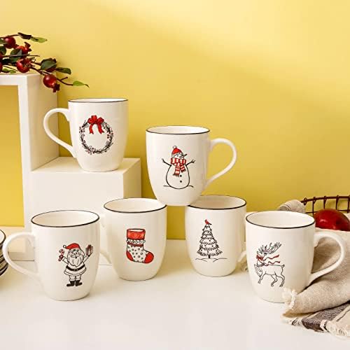 LEHAHA Christmas Coffee Mug Set of 6 – 16 oz Holiday Theme Ceramic Coffee Cups Perfect for Latte, Tea or Milk, walter,Winter Beverage,Give as a Christmas Gift to Family or Friends. - Image 6