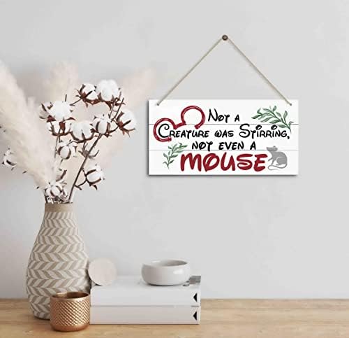 Christmas Door Sign Decor, Not a Creature was Stirring, not Even a Mouse, Winter Seasonal Christmas Wall Art Hanging Wooden Sign Merry Xmas Holiday Decorations for Home Outside Indoor - Image 2