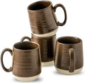 HASENSE Porcelain Coffee Mugs Set of 4-15 Ounce Large Ceramic Coffee Cups Set with Handle for Latte, Tea, Cocoa and Hot Chocolate, Brown Coffee Mugs for Men and Women, Microwave Safe by Hasense