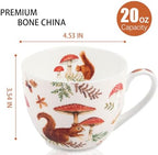 Autumn Squirrel Mug – 20oz Bone China Coffee Mug, Cozy Fall Mushroom Forest Design, Gift for Nature Lovers and Friends, Designed in England by Harvest Green Studio - Image 2