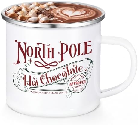 Yaomiao 1 Pcs North Pole Christmas Coffee Mugs, Stainless Steel, Enamel by Yaomiao