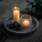 Hanobe Round Wood Candle Holder Tray, Rustic Coffee Table Centerpiece Decor - Image 3