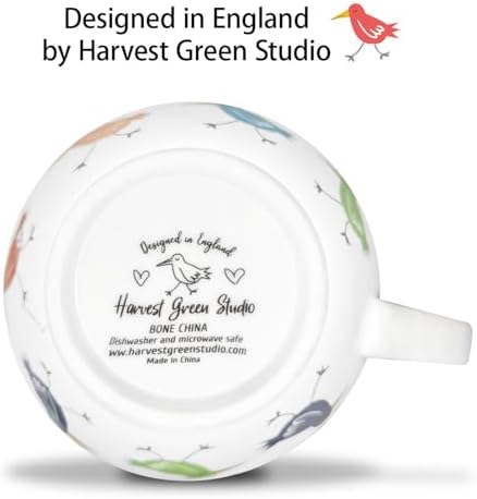 Birds Mugs for Daily Coffee and Tea, Premium 20 oz Bone China Coffee Tea Hug Mug, Perfect Holiday, Birthday and Christmas Gift for Bird Lovers, Designed in England by Harvest Green Studio - Image 5