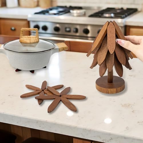 Wooden Tree-Shaped Trivets Set for Coffee Table, Kitchen - Image 4