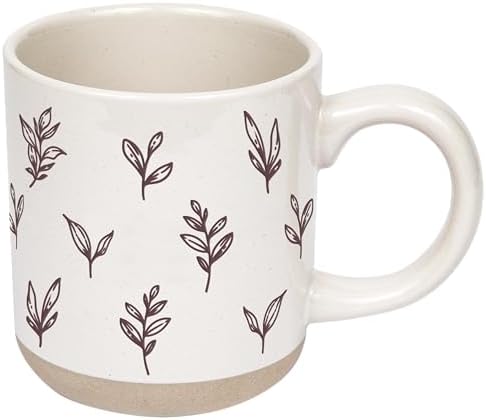 Sweet Water Decor Autumn Coffee Mug with Brown Leaves Design, 14oz Stoneware Cup for Tea & Cider, Microwave & Dishwasher Safe, Cozy Fall Gift by SweetWaterDecor