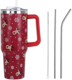 Christmas Tumbler with Handle and Straw Lid 40 oz,Cute Gifts for Women Merry Xmas Reindeer Snowflakes Winter Holiday Festival Vacuum Insulated Leak Proof Stainless Steel Coffee Cup Mug by Unknown