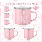 Mumufy 9 Pcs Valentine's Day Coffee Mugs 12 oz Valentine's Day Enamel Mug Romantic Coffee Mug Outdoor Camper Mug Kiss Love Sign Camping Tea Cup for Valentine's Day Party Campfire - Image 3