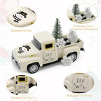 Snowman Truck Decor, Beige Christmas Pickup with Polar Bear Snowflakes - Image 4