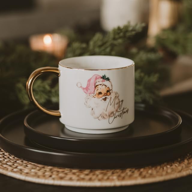 Sweet Water Decor Santa Coffee Mug, 14oz China Christmas Mug with Gold Handle, Large Holiday Winter Cup for Coffee, Tea & Hot Chocolate, Stocking Stuffer Gifts for Women - Image 4