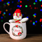 Christmas Ceramic Coffee Mug Set of 6, 16 OZ Holiday Porcelain Mugs, Wreath with Red Cardinal design With words Hope,Peace, Cheer, Joy, Love, Believe Cups for Xmas Gift Party Supplies - Image 2