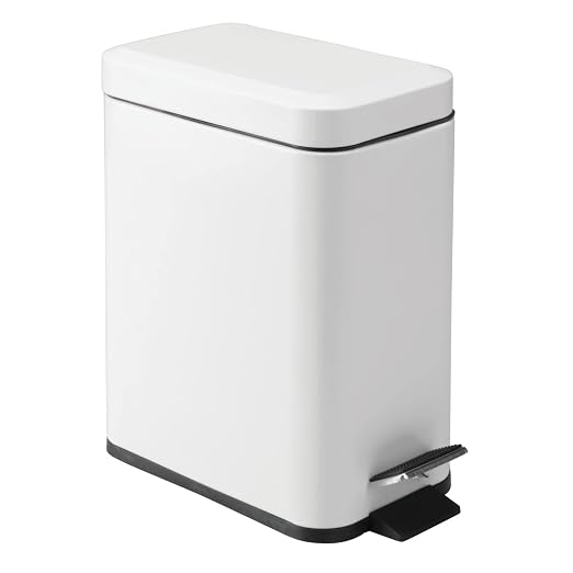 mDesign 5 Liter Rectangular Small Steel Step Trash Can Wastebasket, Garbage by mDesign