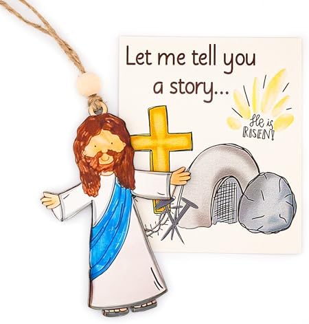Jesus Easter Basket Stuffers, He is Risen, Easter Jesus Gifts, Christian Card with envelopes, by Rusaten