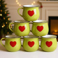 Vesici 6 Pcs Christmas Ceramic Mugs Bulk Lime Green Christmas Coffee Cups by Vesici