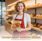 Paper Sandwich Bags Sealable Bagel Bags Kraft Brown Cookie Bags with Window - Image 3