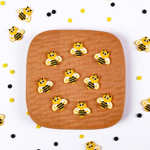 Edible Bees Cake Decorations, 16 pcs Bee Cake Decorations, Edible Bee for Cupcakes, Ice Cream, Waffles, Cookies, Cake, Macaron - Image 3