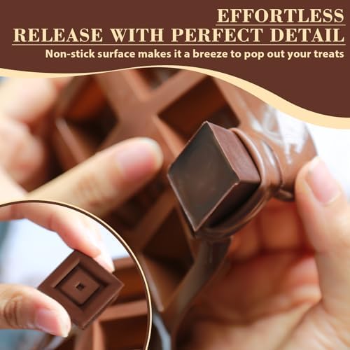 HKNMTT Chocolate Molds Silicone for Hard Candy Butter, 4 Pcs Small Bite Size Heart Star Sqaure Shapes Truffle Caramel Mould, Homemade Wax Melts Food Grade Baking Set Oven Safe Kit - Image 2