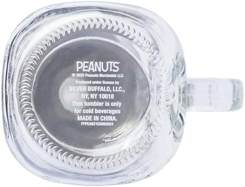 Silver Buffalo Peanuts Snoopy, Glass Mason Jar with Handle and Straw, 21oz - Image 5