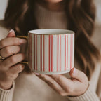 Sweet Water Decor Red Stripe Coffee Mug, 14oz China Christmas Mug with Gold Handle, Large Holiday Winter Cup for Coffee, Tea & Hot Chocolate, Stocking Stuffer Gifts for Women - Image 4