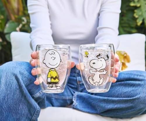 Silver Buffalo Peanuts Snoopy, 2 Pack Double Walled Glass Set, 12.5oz - Image 5