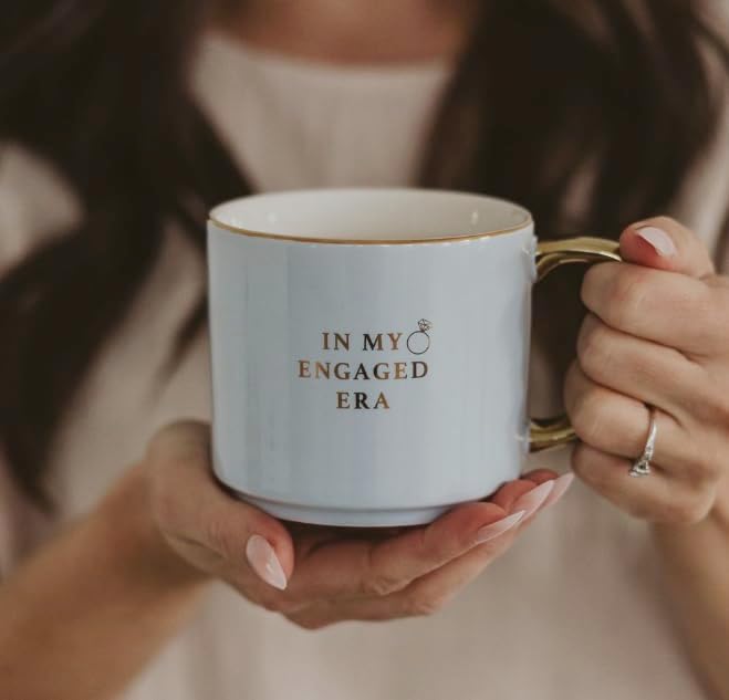 Sweet Water Decor In My Engaged Era Mug, 14oz Fine Bone China Cup for Tea & Coffee, Gold Handle & Rim, Engagement Gift for Fiancee & Bride-to-be, Bridal Shower Decoration and Gift for Future Wife - Image 6