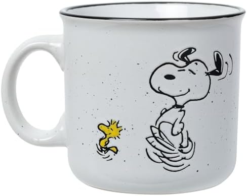 Silver Buffalo Peanuts Snoopy Wax Resist, Ceramic Camper Mug, 20oz - Image 2