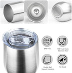 MEZMUT 12oz Insulated Wine Tumbler with Lid Wine Glass Cup(Silver,1) - Image 4