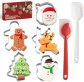 Christmas Silicone Spatula Set, 7PCS Baking Tools with Cookie Cutters by CUISITOOL