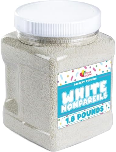 White Nonpareils Sprinkles, 1.8 lb Bulk Candy for Cakes and Cupcakes by AGreatSurprise