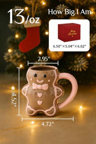 Christmas Mugs - Holiday Card & Gift Box Included - Gingerbread Man Design - Funny & Cute Coffee Christmas Mug - Perfect for Mom Kids Dad Gifts 13 Oz - Image 2